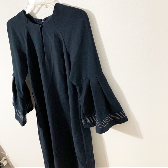Banana Republic Bell Sleeve Shift Dress Contrasting Stitching Pockets Back Zip - Picture 8 of 14